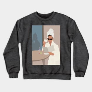 Woman in bathrobe Crewneck Sweatshirt